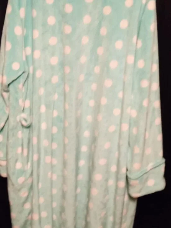 SECRET TREASURE SUPERMINKY SLEEP ROBE SIZE 3X (22W-24W) green/white w/belt long - Picture 2 of 2